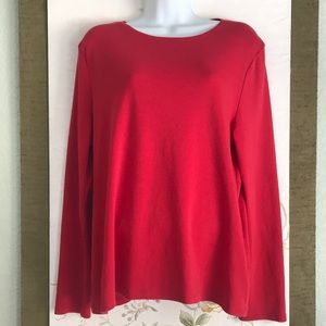 Red Tee Shirt Long Sleeve XL Talbots